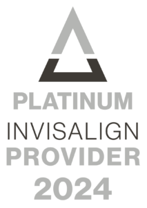Platinum Invisalign Provider logo with geometric background design.